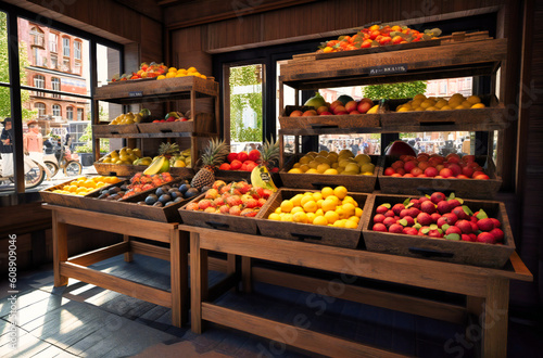 various fruits on display at the storefront store