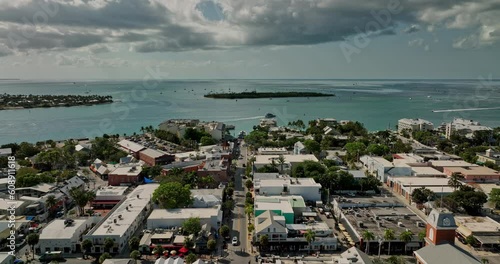 Key West Florida Aerial v13 drone flyover and above Duval street towards Sunset Pier overlooking at Wisteria Island, capturing vibrant coastal town - Shot with Mavic 3 Cine - April 2022 photo