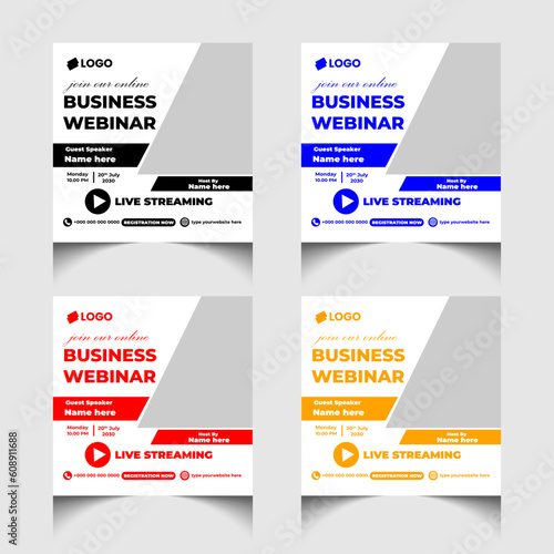 Digital marketing and corporate business live webinar banner or social media post template design.