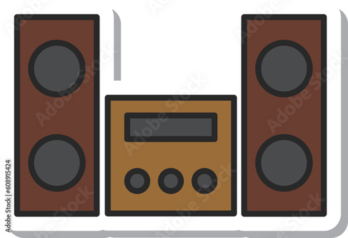 ステッカー風日用品イラスト　ステレオ
