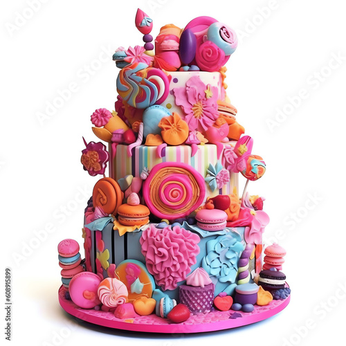 Pink cake, AI generated