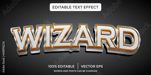 wizard gold and silver light color 3d editable text effect template