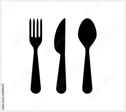Stencil fork spoon knife icon isolated Food clipart Vector stock illustration EPS 10