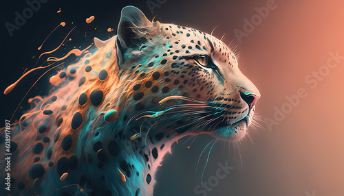 Leopard animal abstract wallpaper. Soft background panthera in Pastel colors generative ai