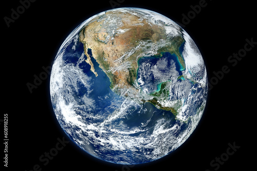 Earth globe isolated on black background. Elements of this image furnished by NASA