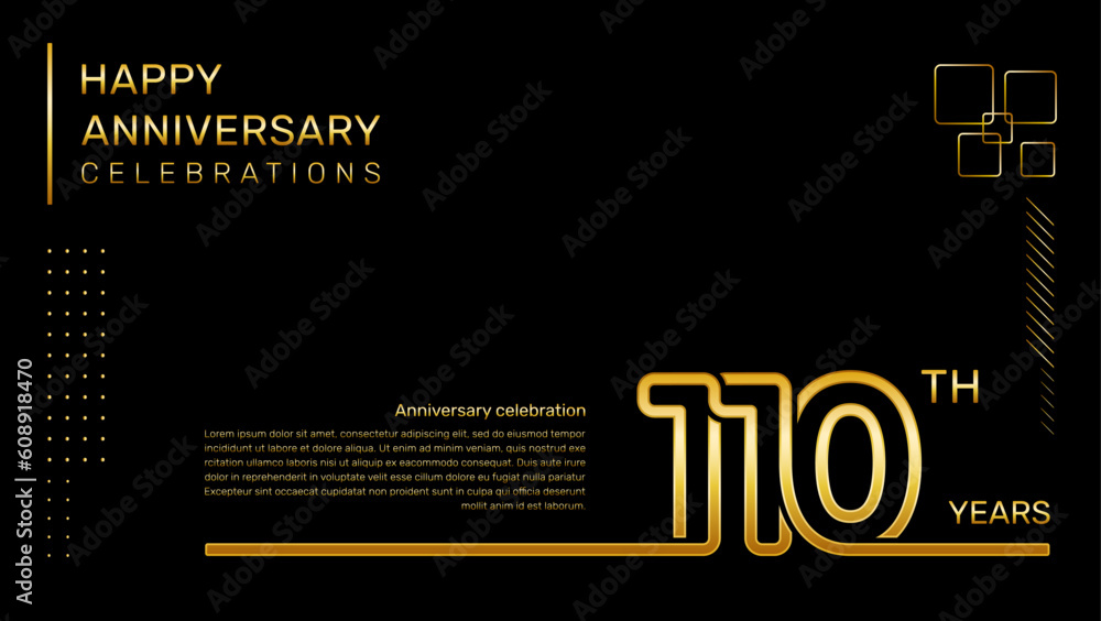 110 year anniversary template with gold color number and text, vector template 110 year anniversary template with gold color number and text, vector template