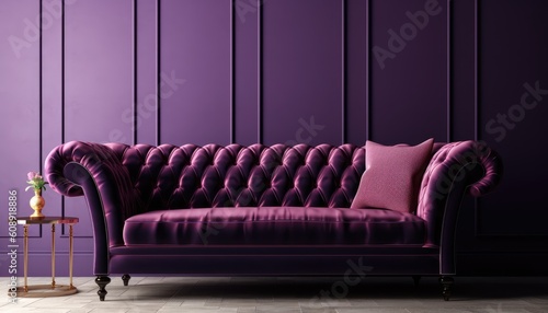 Purple sofa made with generative ai