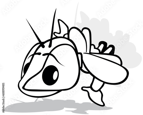 Drawing of a Funny Flying B...