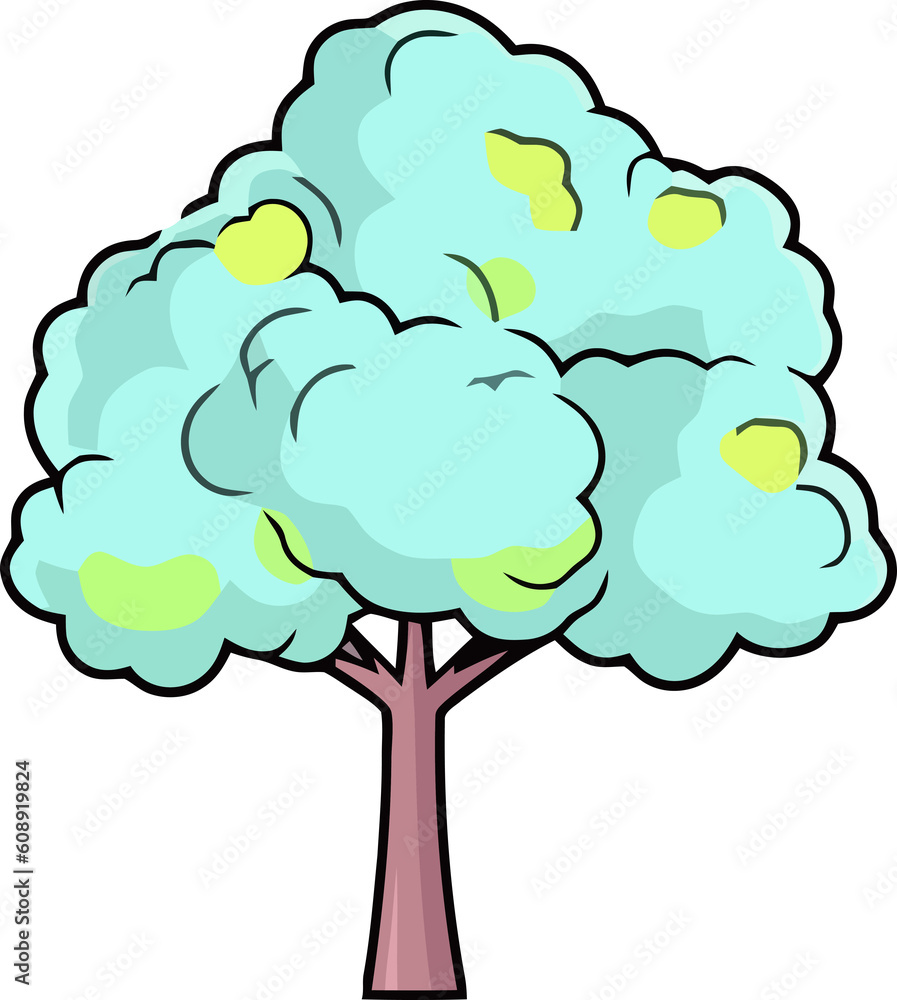 Playful Pastel Tree, Cute Cartoon Artwork Playful Pastel Tree, Cute Cartoon Artwork