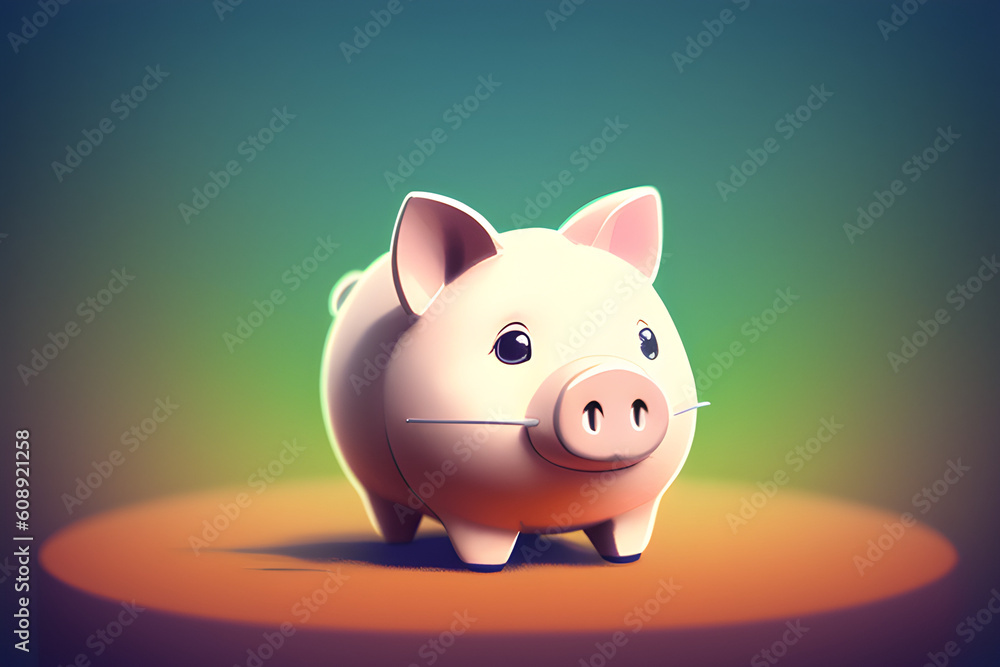 Piggy bank isolated on a green gradient background. Generative AI Piggy bank isolated on a green gradient background. Generative AI