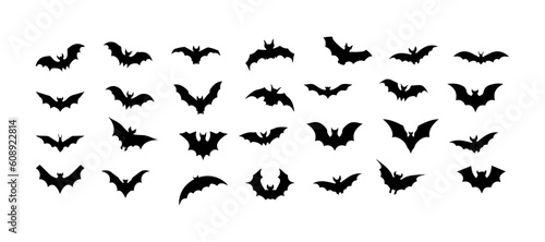 Foto Halloween bat silhouette set isolated on white background