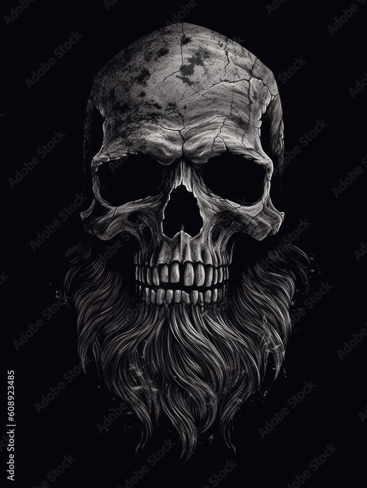 Obraz premium Skull. Horror illustration. Print for T-shirts. Generative AI