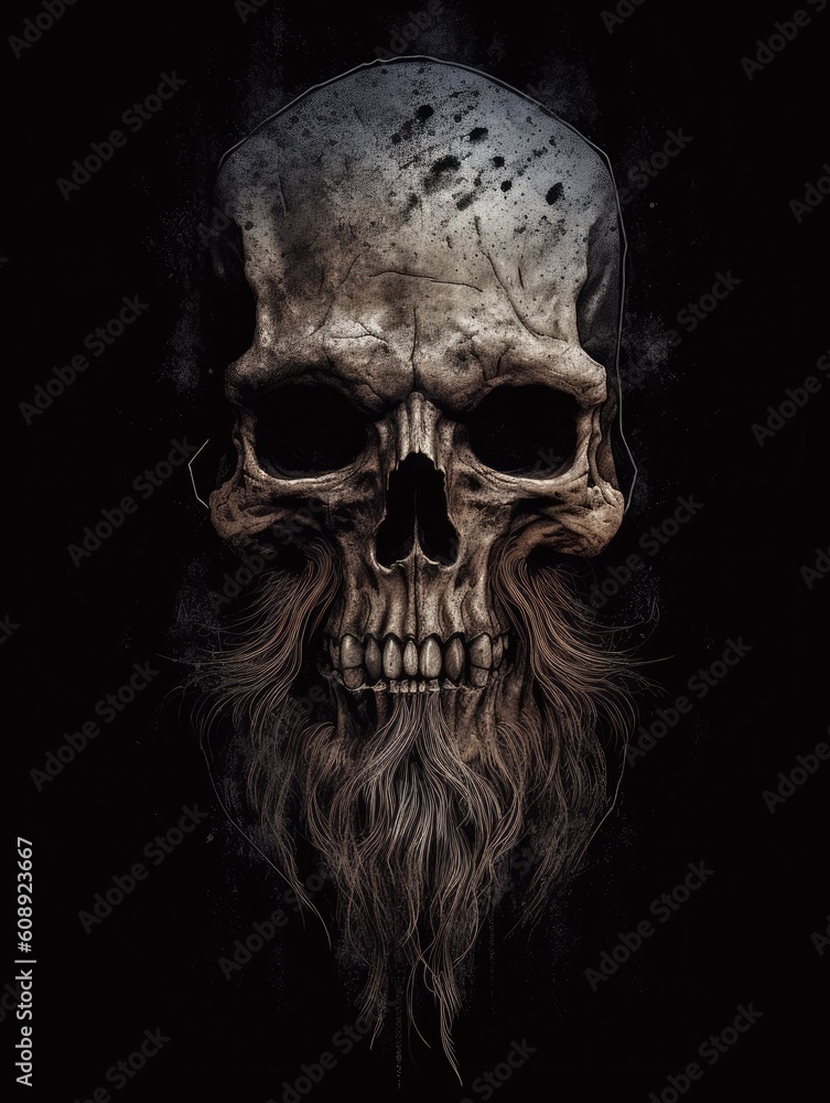Skull. Horror illustration. Print for T-shirts. Generative AI Skull. Horror illustration. Print for T-shirts. Generative AI