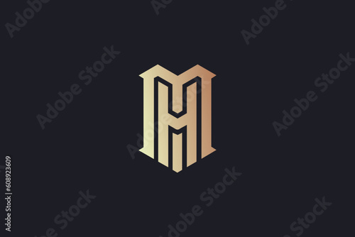 hm letter design modern style creative golden wordmark design typography illustration, hm golden typo, hm initials, hm calligraphy 