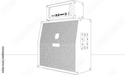 line drawing musical instrument guitar speaker