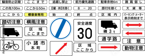 Regulatory signs, Parking and stopping, Road signs in Japan, In Japan, road signs, Order on Sign, Line, and Surface Marking (in japanese:Make room more than 6 meters when you park, Permitted)