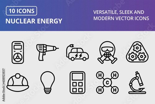  Vector Nuclear Energy Icon Set
