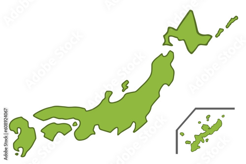 シンプルで可愛い日本地図のイラスト素材