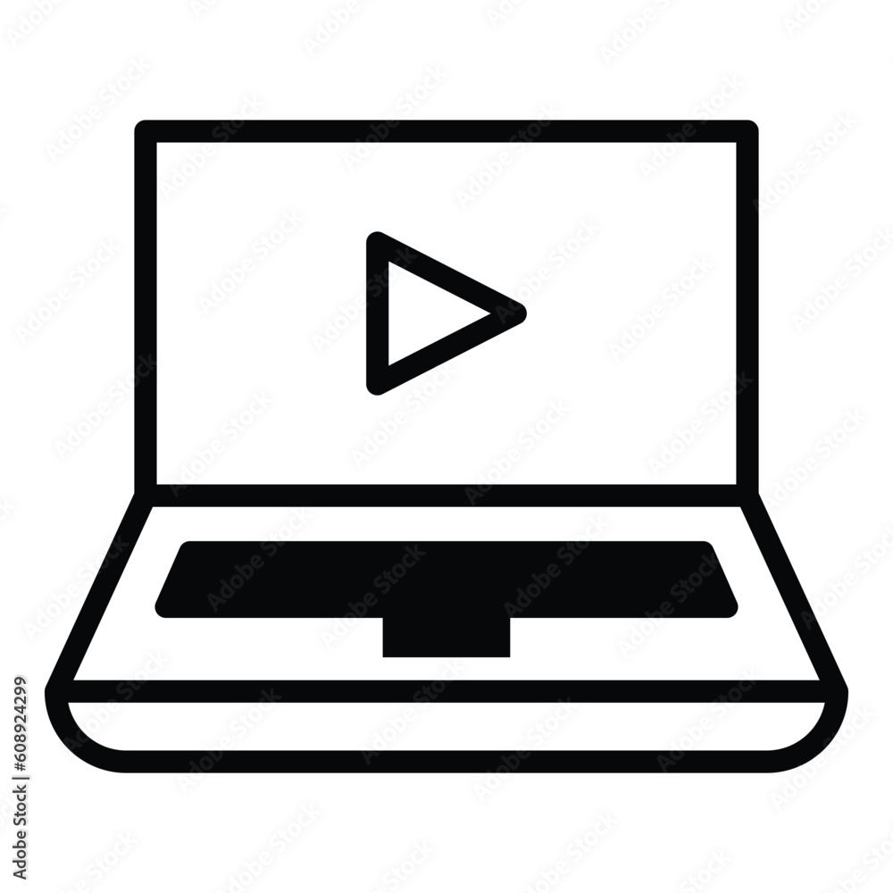 Online video icon outline illustration design vector Online video icon outline illustration design vector