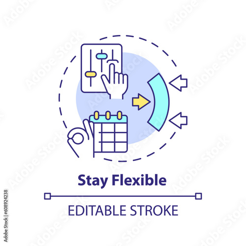 Stay flexible concept icon. Customer centric. New opportunity. Business agility. Marketing strategy. Change management abstract idea thin line illustration. Isolated outline drawing. Editable stroke