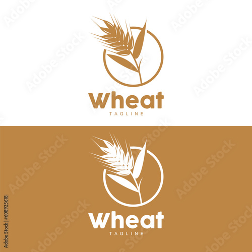 Rice Logo, Farm Wheat Logo Design, Vector Wheat Rice Icon Template Illustration