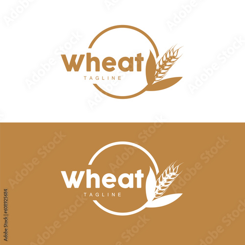 Rice Logo, Farm Wheat Logo Design, Vector Wheat Rice Icon Template Illustration