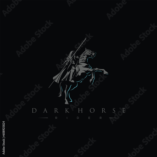 a man wearing a black robe holding a cane riding a black horse