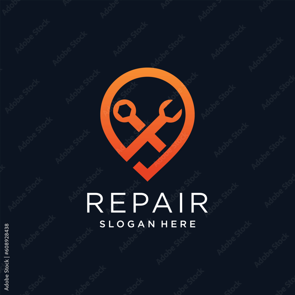 Service logo vector with modern home and location idea Service logo vector with modern home and location idea