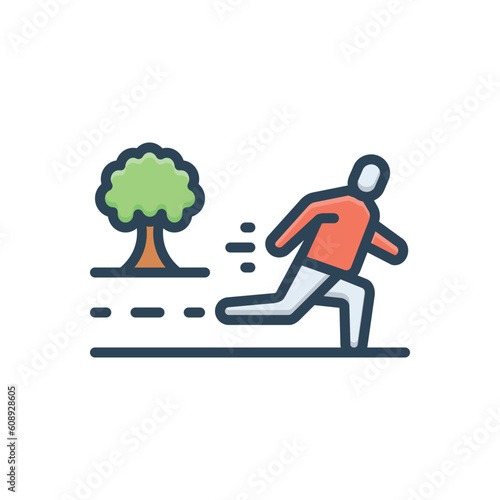 Color illustration icon for running