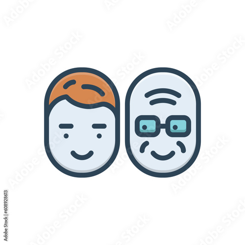 Color illustration icon for aging  