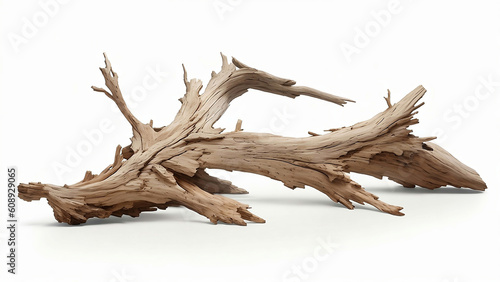 Driftwood Isolated on White Background Aged Wood | AI Generated