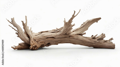 Driftwood Isolated on White Background Aged Wood | AI Generated