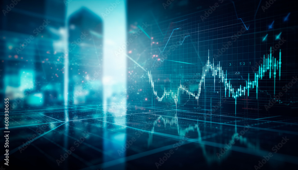 Double exposure of abstract financial graph. AI generated. Double exposure of abstract financial graph. AI generated.