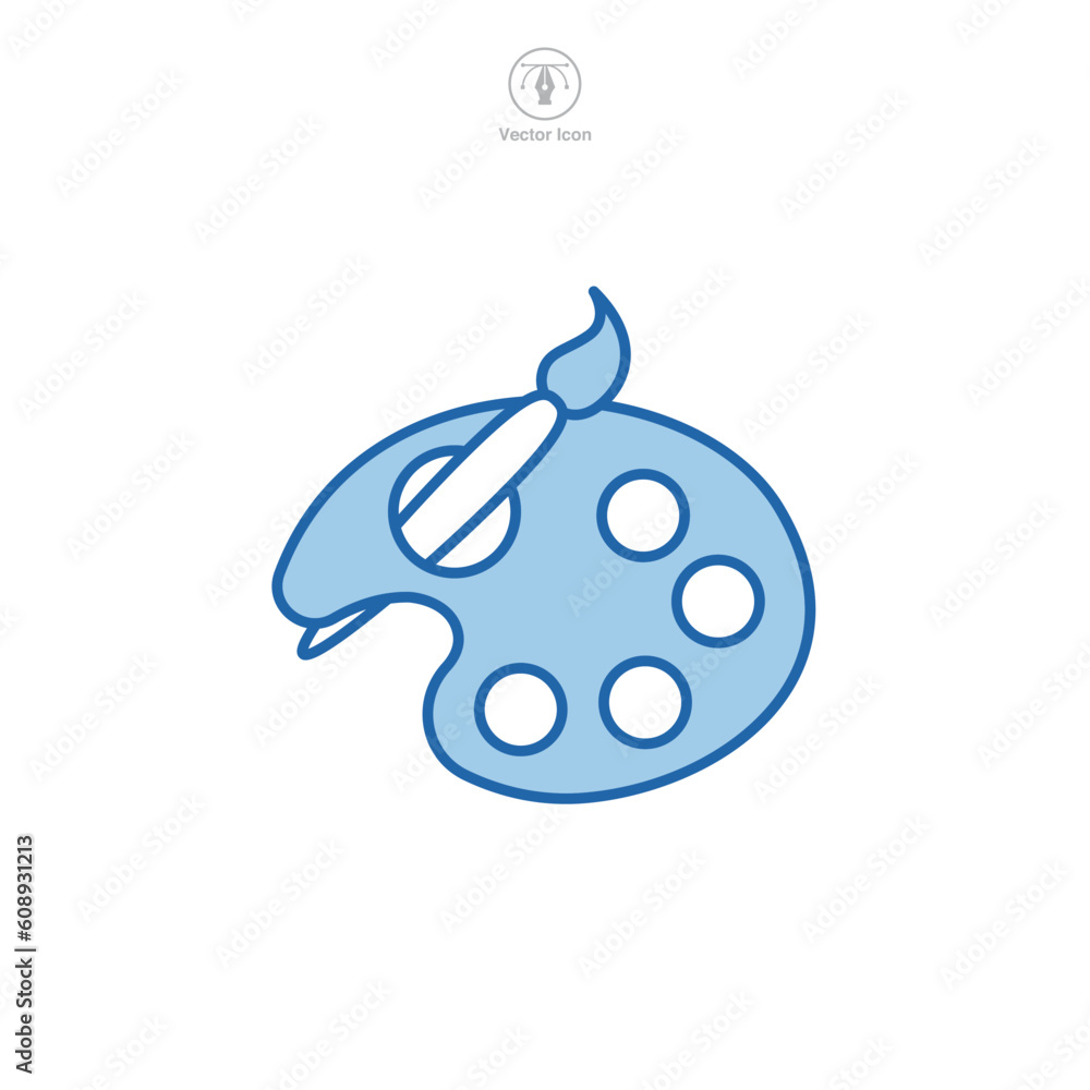 Paint brush with palette Icon symbol template for graphic and web design collection logo vector illustration
