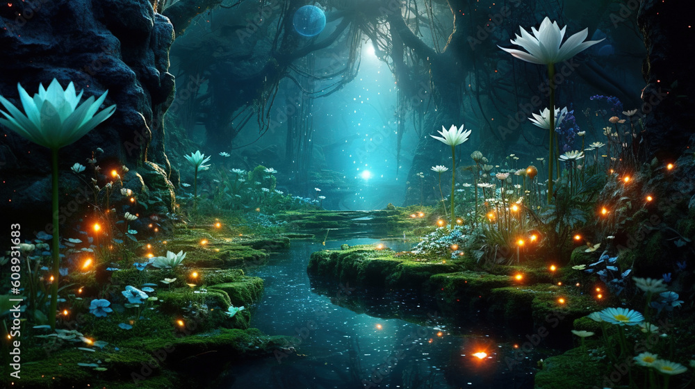 The underground lush jungle in mystery holes background illustration The underground lush jungle in mystery holes background illustration