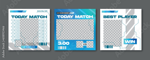 Sport social media post template , Football Match day , Full time , Next match Best player