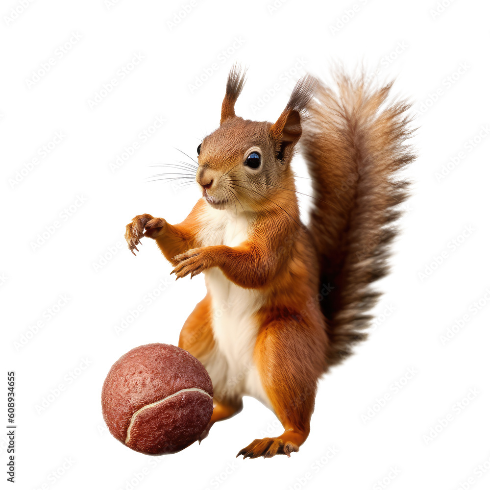 Obraz premium squirrel playing on isolated on white