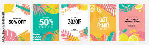 Summer sale posters design templates. Vector illustrations for shopping, e-commerce, social media, marketing, Internet ads, web banners.