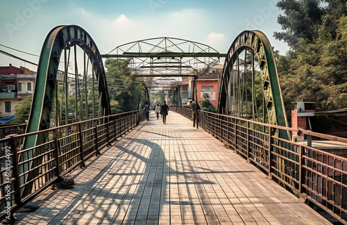 pedestrian bridge in varanasi on the outskirts of the chitwan tourist area