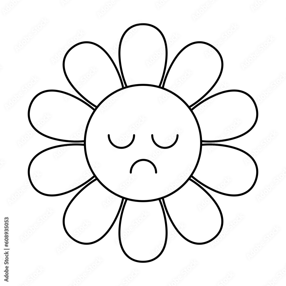 cute flower cartoon for kids coloring book pages