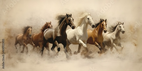 seven horses, generative Ai © krishnendu