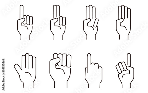 Hand gestures line icon set.Flat design modern vector illustration concept.