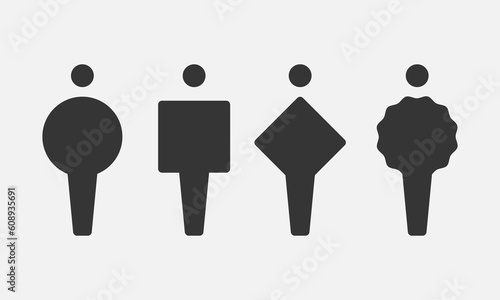 Diversity people icon set. Silhouette persone. Different shape form people, community, partnership, teamwork. Vector