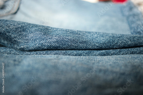 Jeans background, denim with seam of fashion design