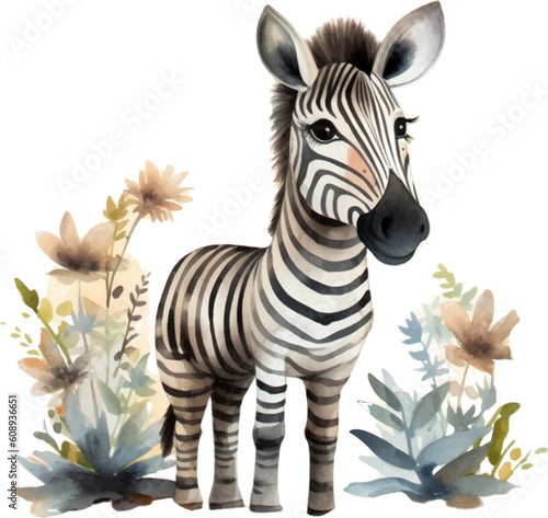 zebra nature watercolor clipart two dimensional neutral colors for children