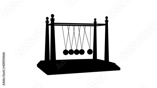 Newton's Cradle silhouette, Metal Pendulum Ball Desk Table Decor