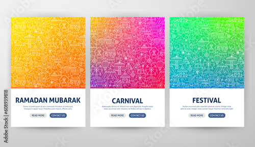 Circus Flyer Concepts. Vector Illustration of Outline Design.