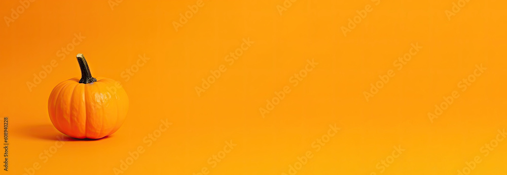 Seasonal background Wallpaper with copy-space. Pumpkin on Orange color ...
