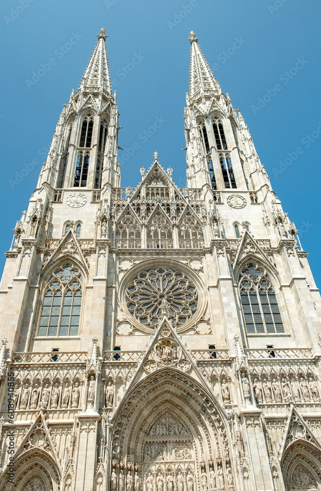  Votivkirche in Vienna on a sunny day. neo-Gothic style 