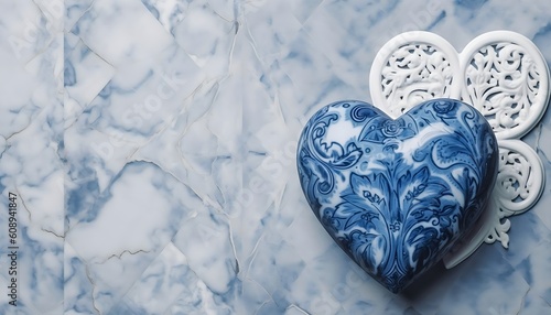 Tranquil Whispers in Porcelain Blue Exploring Abstract Depths of the Heart, Generative AI